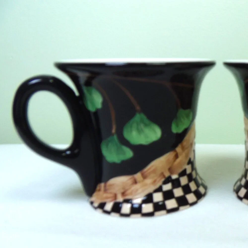 Peggy Fairfax Herrick /House of Hatten Ginko Leaves 6‎ oz Coffee Mugs Set of 2